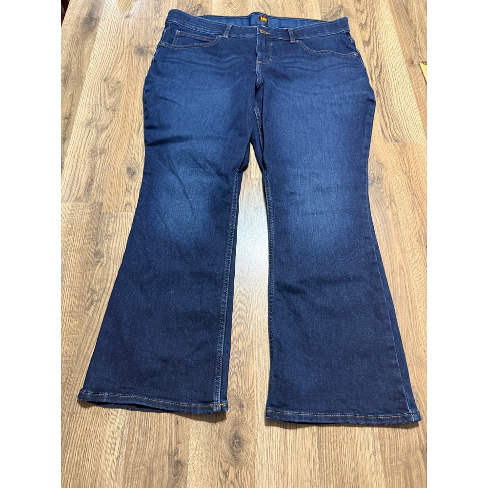 Lee Jeans Womens Size 18W Petite Blue Denim Pants High Rise Stretch Bootcut